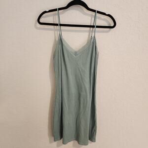 Victoria’s Secret Green Ribbed Slip Sleep Dress Nightgown - Small Cotton Blend